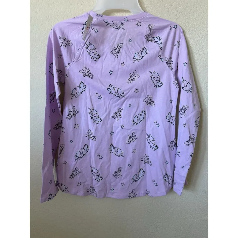 Justice Purple Unicorn Shine Bright Girls’ Long Sleeve Tee Top Size 14/16